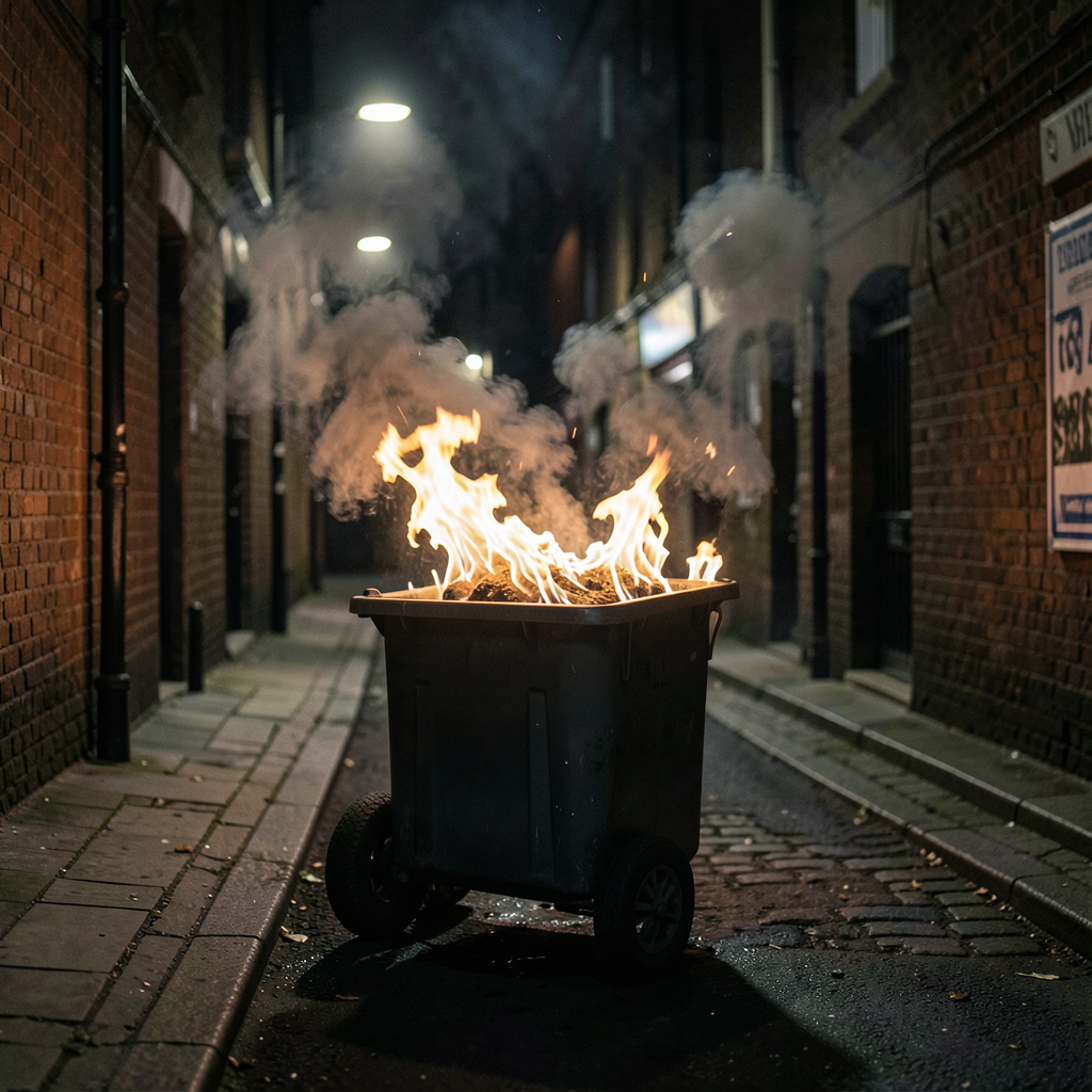 Elderly man dies in wheelie bin blaze, police hunt for motive
